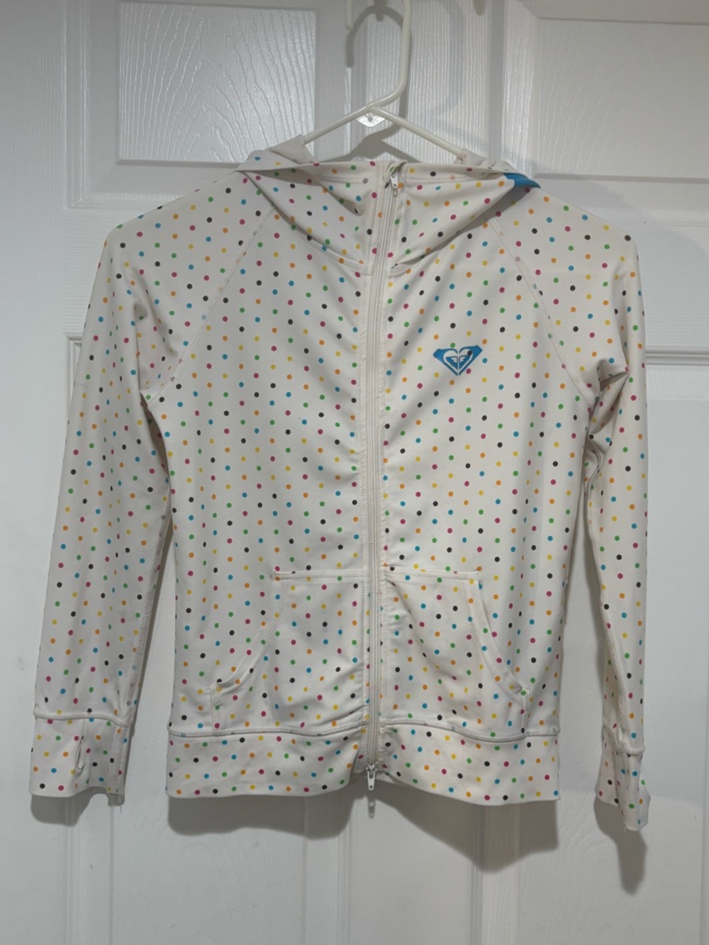 ROXY Girls Polka Dot Full Zip Hooded Rashguard